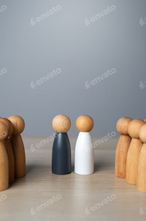 Preview: Bride and groom at a wedding, surrounded by guests.