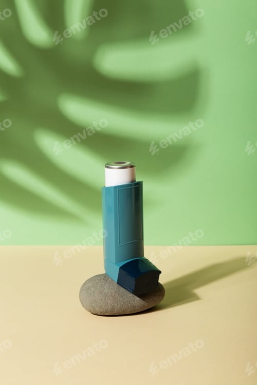 Preview: Asthma drugs pattern inhaler. World Asthma Day. Concept allergy