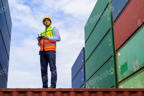 Preview: Warehouse engineer working at container yard