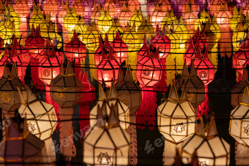 Preview: Colorful Lanterns Hanging at Night Festival