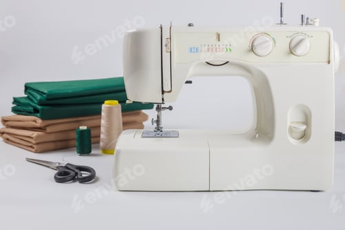 Preview: Fabric and thread for using a sewing machine.