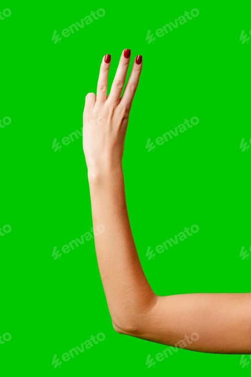 Preview: Womans Arm Hand Sign Raised in the Air