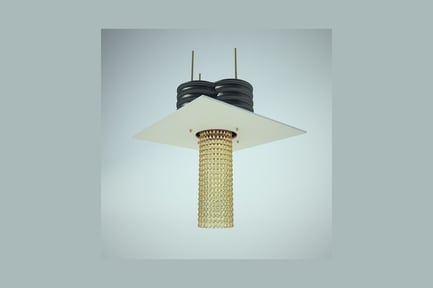 Preview: Triangular pendant lamp with beaded gold strands
