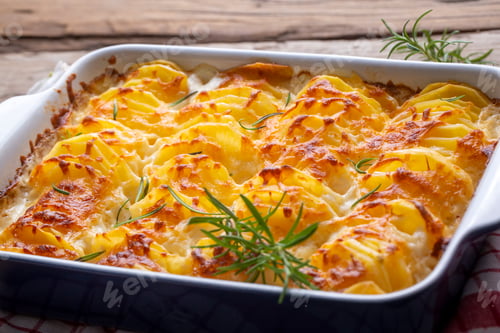 Vista previa: Potato gratin - graten (baked potatoes with cream and cheese) . Turkish name; Kremali patates