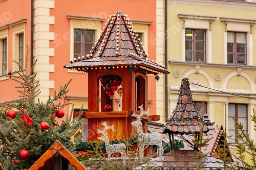 Preview: Christmas tree deocration, baubles on market in Wroclaw, Poland
