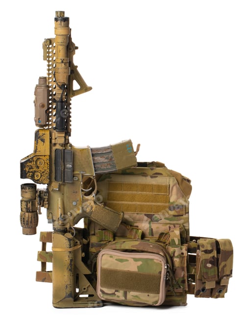 Preview: Military toy airsoft rifle isolated on white background