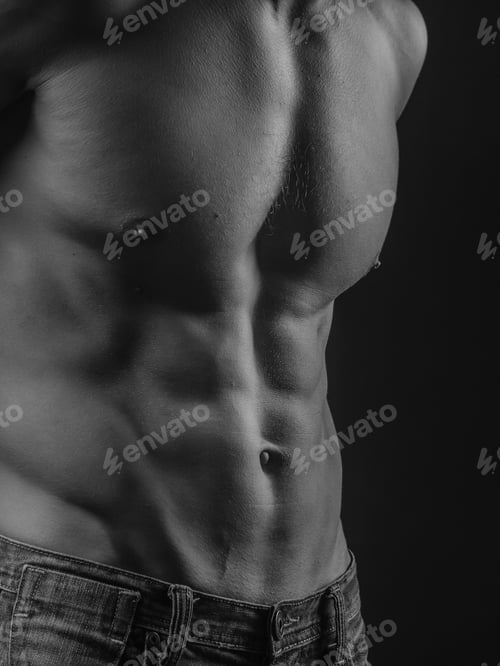 Preview: Abdominal muscles of a fit young man