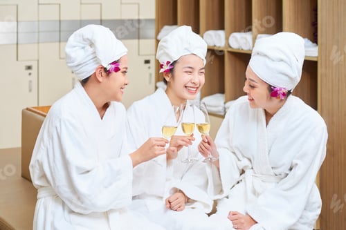 Preview: Three Asian Women Drinking Champagne