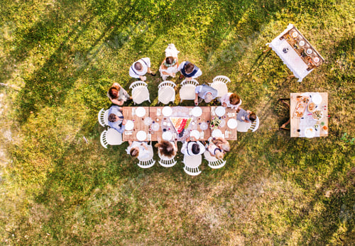 Preview: Wedding reception outside in the backyard.