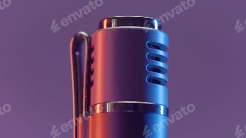 Preview: Close up of professional microphone in recording studio. Action. Shooting professional microphone on
