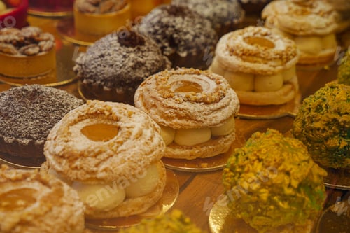 Preview: Delicious baked goods displayed in a shop window