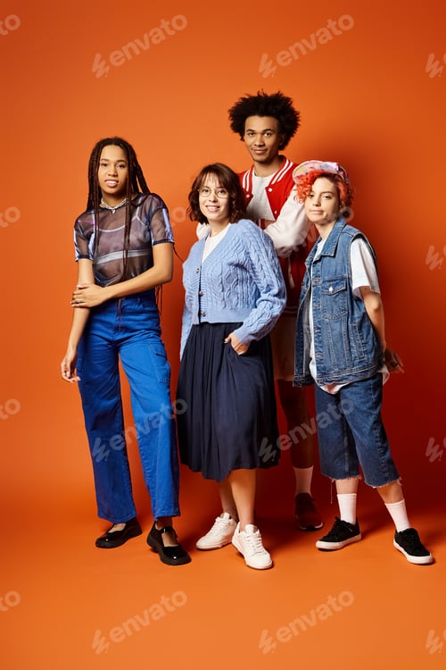 Preview: Harmonious diversity: multicultural friends in stylish unity
