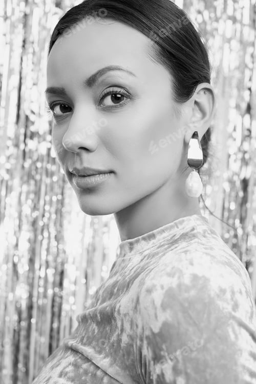 Preview: Portrait Of Gorgeous Elegant Sensual Brunette Latin Woman Wearing Fashion Pink Dress Posing On