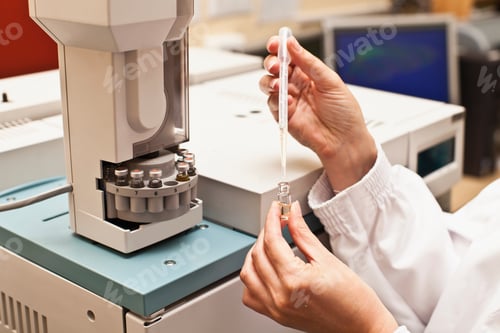 Preview: Scientist with pipette of liquid