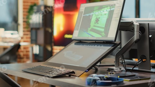 Preview: Empty render studio used to develop prototype or gaming infographics