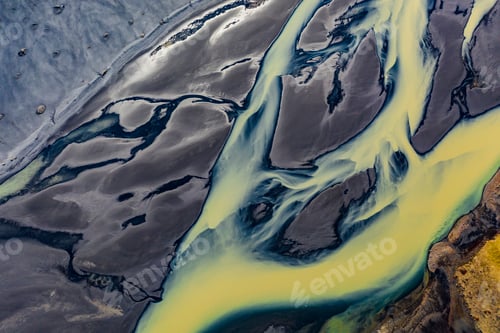Preview: Aerial photograph of a glacial river system in the south of Iceland