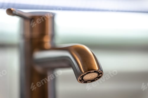 Preview: Kitchen faucet. Water aerator. Metal texture.