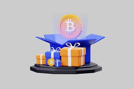 Bitcoin gift box with gold coin