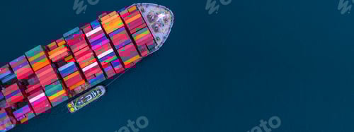 Preview: Aerial view container cargo ship sea freight shipping, Global business industry import export.