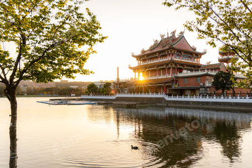 Preview: Taoyuan, Taiwan 06 march 2023: Longtan Nantian Temple in Taiwan in the evening