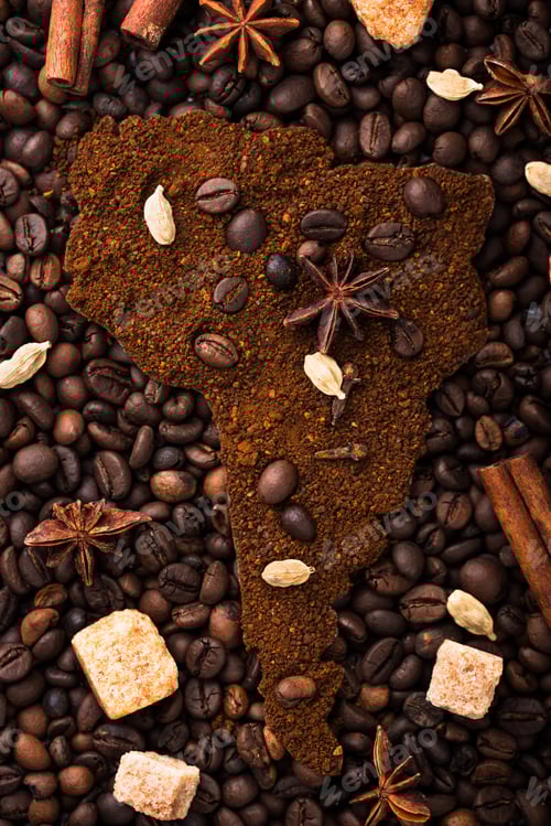 Preview: Grounded coffee and beans from South America