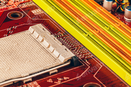 Preview: Close up of a electronic circuit board with processor