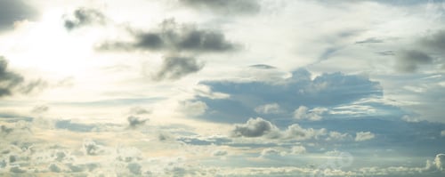 Preview: Dramatic overcast sky panorama with gray storm clouds during rainy season. Moody