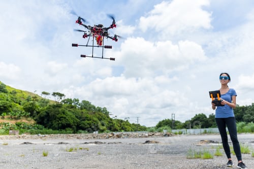 Preview: Woman controling with drone