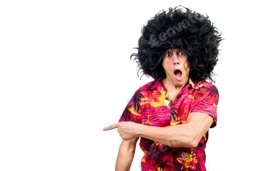 Preview: Man with an Afro Wig Points Left