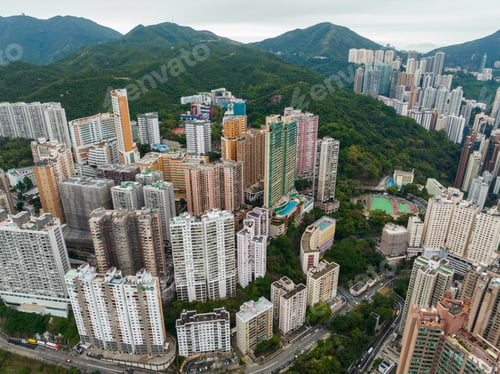 Preview: North Point, Hong Kong 03 February 2022: Top view of Hong Kong city