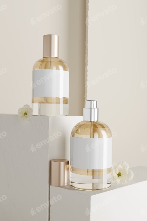Preview: Luxe perfume on a light background, 3d render