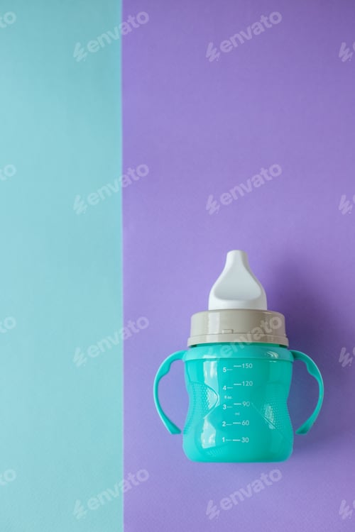 Preview: Children's drinker. Place for text. The concept of childhood, care, motherhood