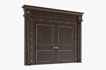Preview: Elegant Wooden Double Door with Golden Accents