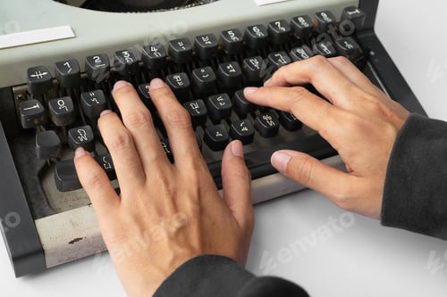 Preview: Old Thai traditional typewriter. Classic vintage antique manual typing machine isolated