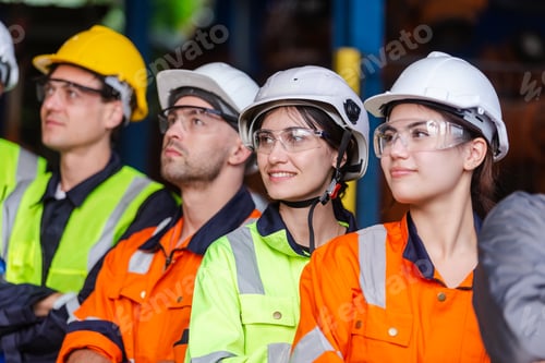 Preview: Close up women engineering wear uniform. Team engineering worker technician