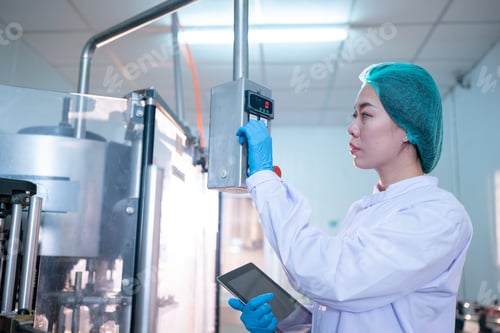 Preview: Industry Worker entering data in machine at factory