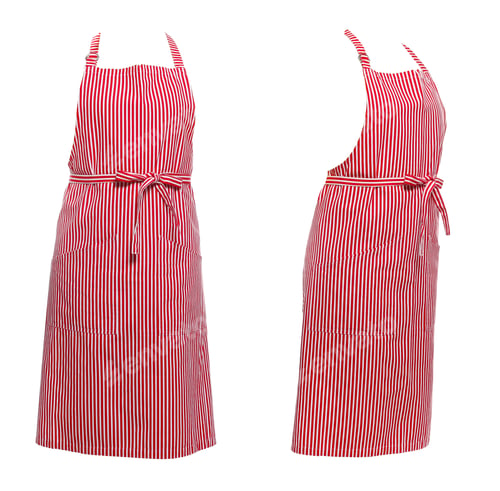Preview: Collage with red striped apron isolated on white, different sides