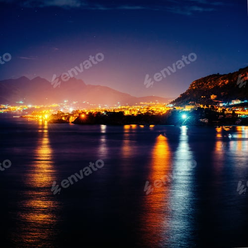 Preview: city with a night on the beach. Sicily. Italy. Europe