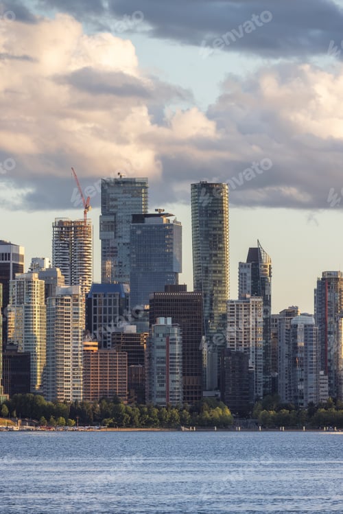 Preview: Downtown Vancouver Modern City Skyline at Sunset. Canada Place