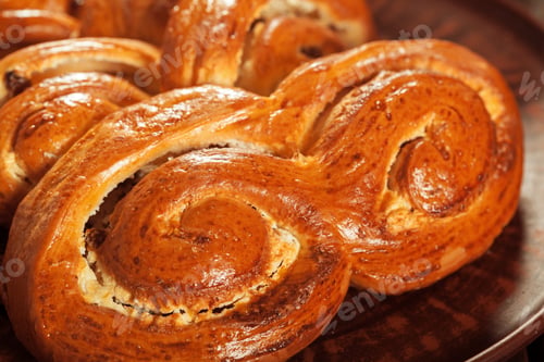 Preview: Freshly baked bread on wooden table