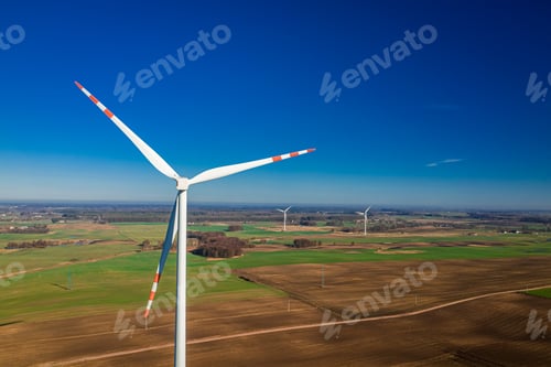 Preview: Wind turbine on field. Green and pure energy in Europe