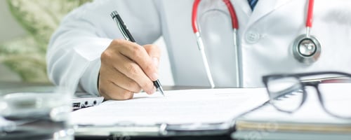 Preview: doctor writing and note patient history about Coronavirus, covid 19 spreading time