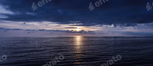 Preview: Panoramic seascape at dawn, Camogli, Liguria, Italy