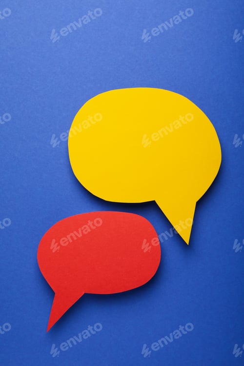 Preview: Two blank speech bubbles, space for text