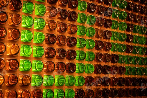 Preview: Beer bottles in stand texture background wall