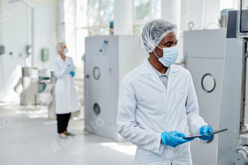 Preview: Process Technician in Mask Inspecting Manufacturing Machine at Pharmaceutical Factory