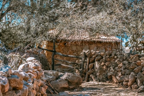 Preview: Traditional construction only with rock in Mexico in rural area