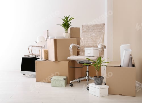 Preview: Moving boxes and furniture in new office