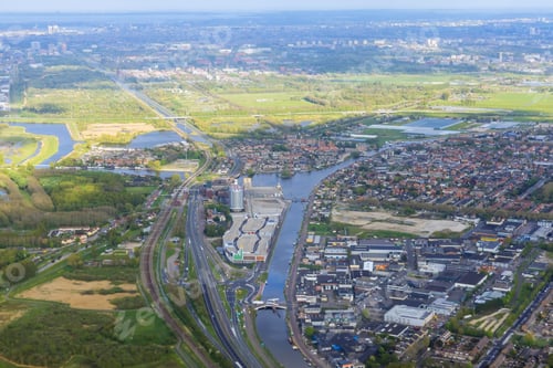 Preview: Amsterdam, Netherlands panorama of over rooftops is neighborhood city a in cloudy weather aerial