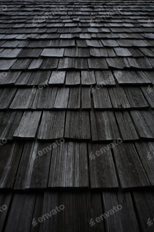 Preview: details of a roof on a wooden cabin/ hiking shelter